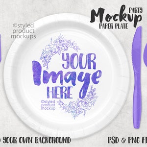 Paper party plate mockup | Add your own image and background