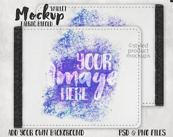 Dye sublimation double sided bifold fabric wallet Mockup | Add your own image and background