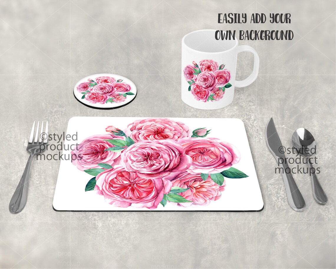 Dye Sublimation Table Set With Placemat Coaster and Mug Etsy