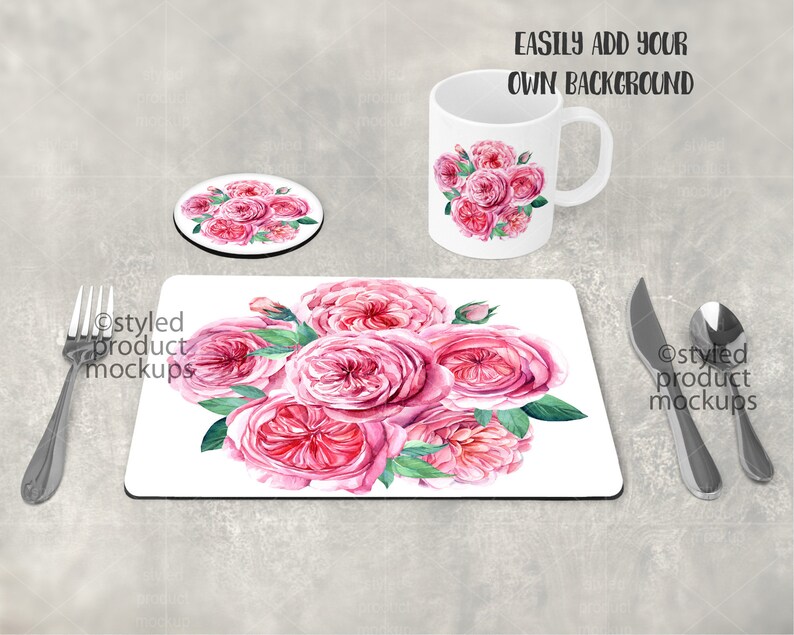 Dye Sublimation Table Set With Placemat Coaster and Mug Etsy