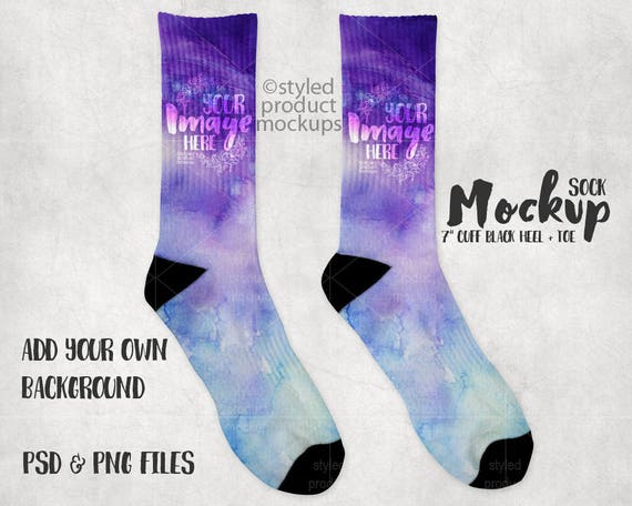 Download Pair of socks with black heel and toe mockup template Add ...