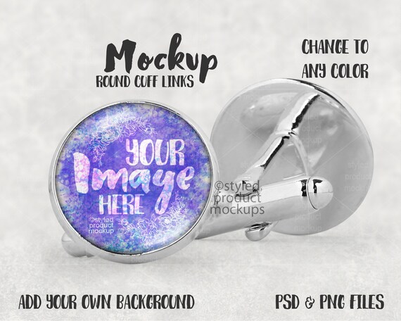 Download Glass Cabochon Style Round Cufflink Mockup Add Your Own Etsy