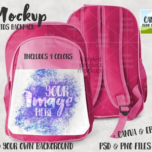 Dye sublimation kids backpack Mockup | Add your own image and background | canva frame mockup