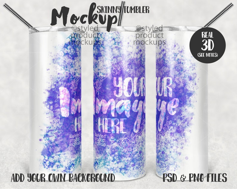 Download Dye Sublimation 20 Oz Skinny Tumbler Full Wrap View Mockup Add Your Own Image And Background Tumblerisland Com