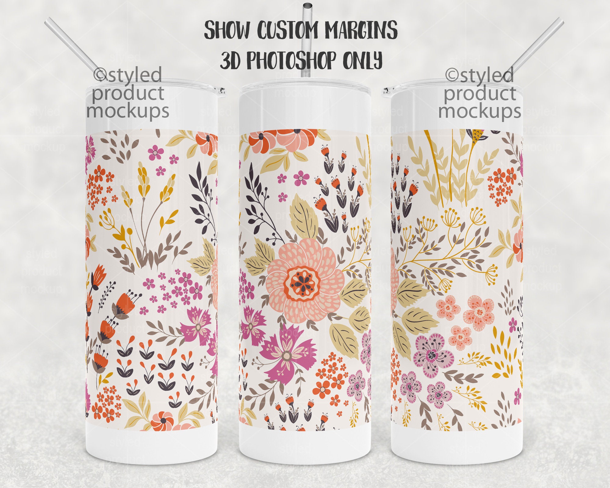 Download Dye sublimation 20 oz skinny tumbler full wrap view Mockup ...