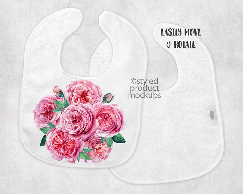 Dye sublimation micro velour baby bib mockup template Add Etsy
