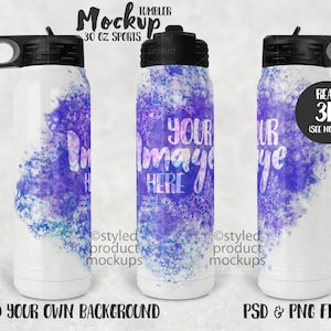 Dye sublimation 30 oz sports water bottle Mockup | Add your own image and background