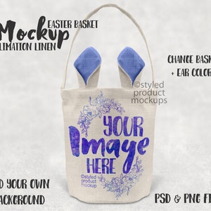 Dye sublimation linen Easter basket mockup | Add your own image and background