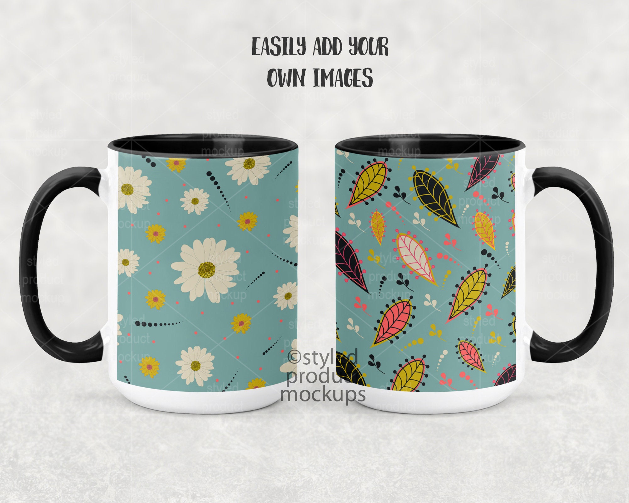 Dye sublimation 15 oz coffee mug with color inside and on Etsy