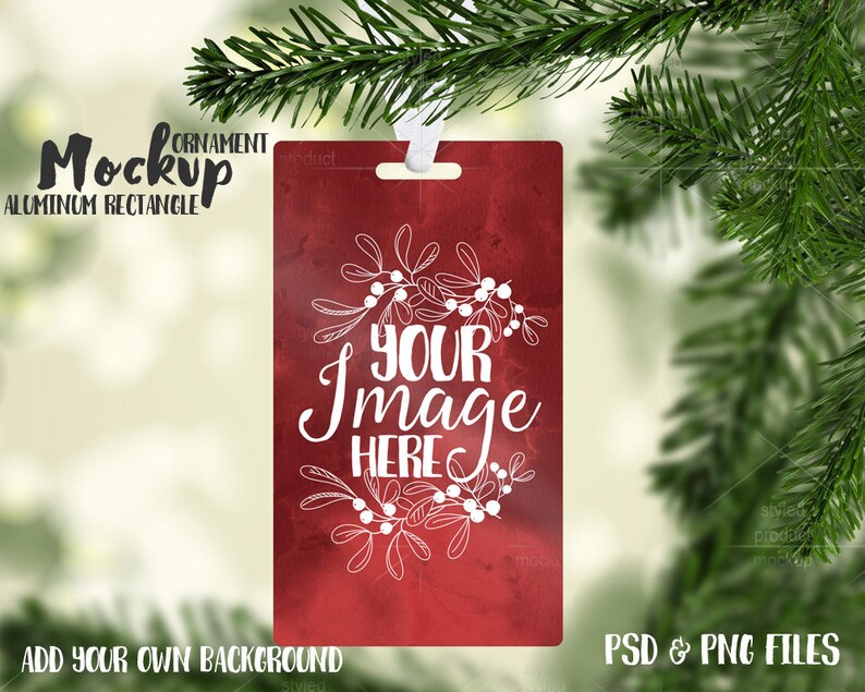 Download Rectangle aluminum Christmas ornament mockup template Add | Etsy
