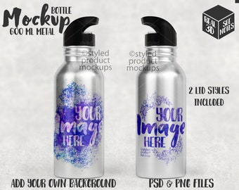 Dye sublimation 600ml stainless steel water bottle Mockup | Add your own image and background