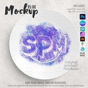 White Thermosaf Decoplate plate Mockup | Add your own image and background | Photoshop Smart Mockup | Canva Frame Mockup