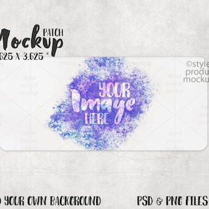 Dye sublimation basic rectangle patch Mockup | Add your own image and background