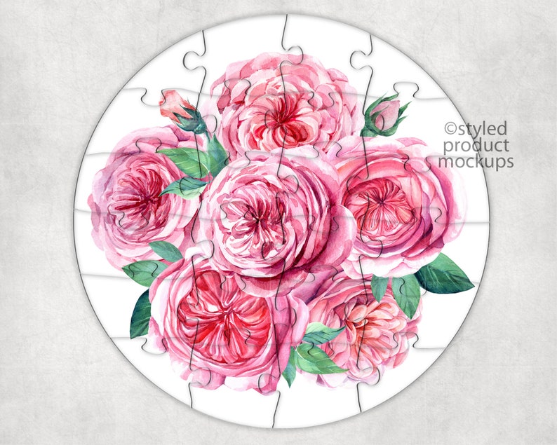 Download Dye sublimation 24 piece round hardboard puzzle Mockup Add | Etsy