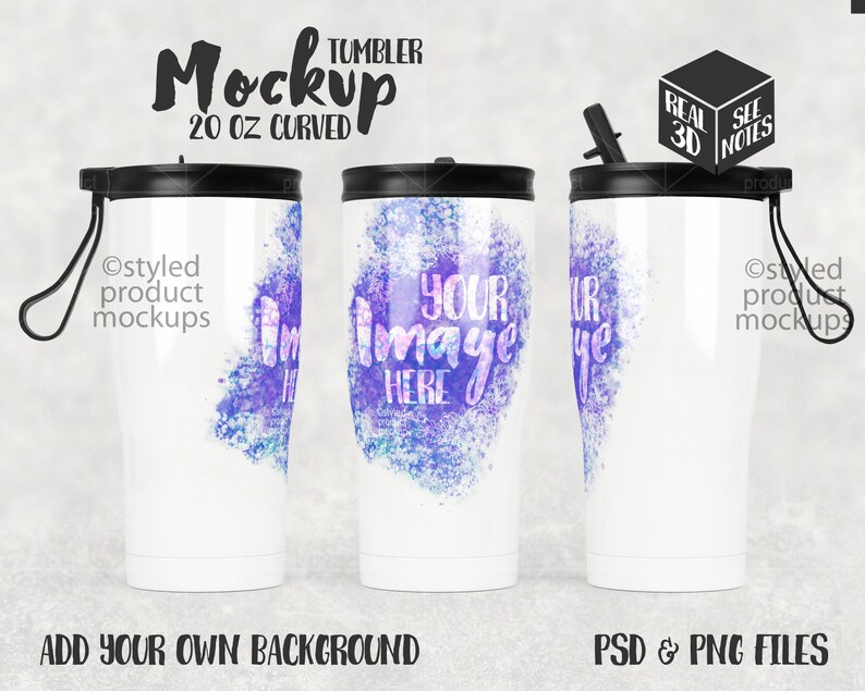Dye Sublimation 20oz Modern Curve Tumbler With Two Lids Mockup Etsy
