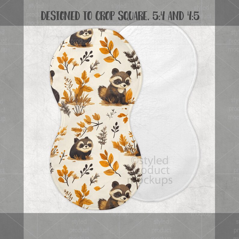 Peanut Shaped Burp Cloth Mockup | PSD, PNG, EPS & Canva | Sublimation Baby Burp Rag image 6