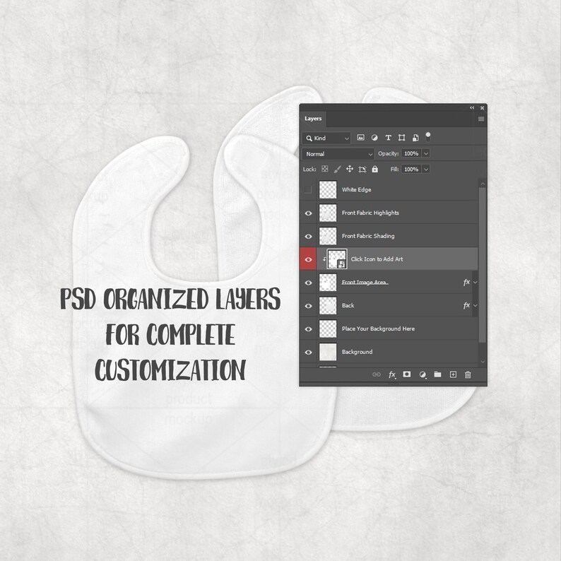 Mockup de Babador de Bebê em Microveludo | Objeto Inteligente PSD para Sublimação, Moldura Canva, Arquivos PNG e EPS imagem 5