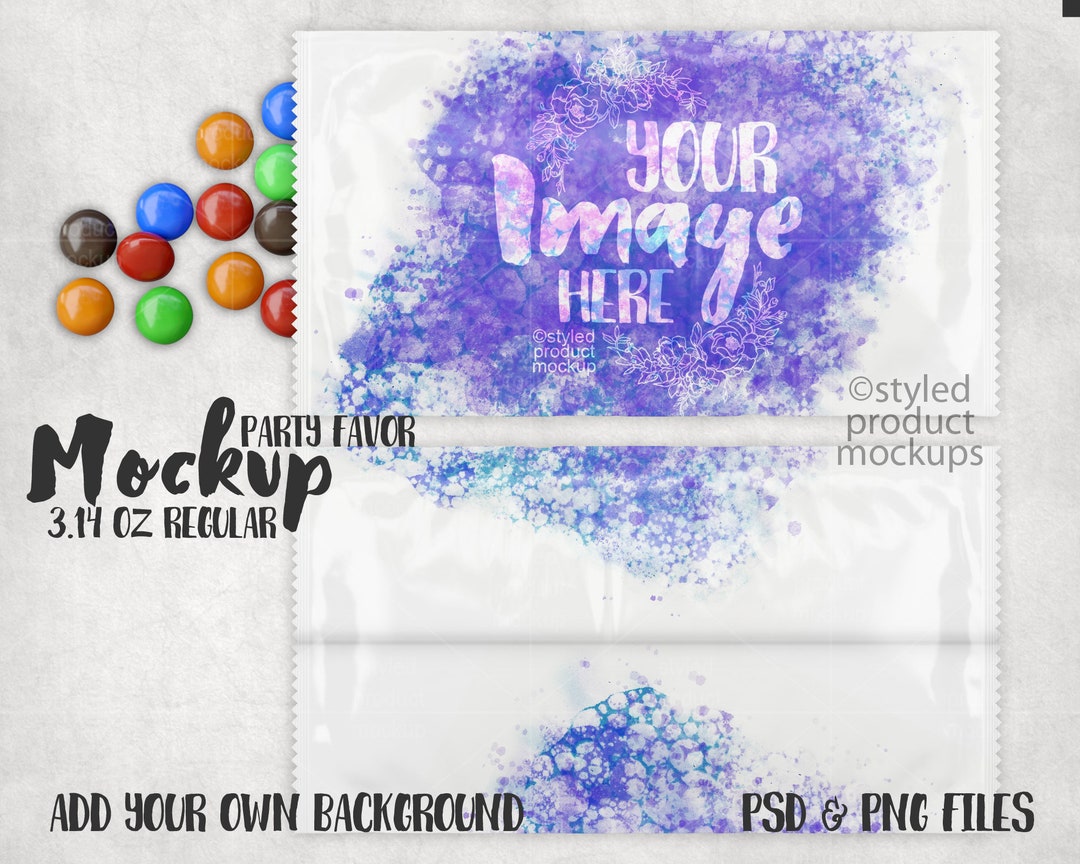Party Favor Chocolate Candy Label Wrapper Share Size Mockup Add Your