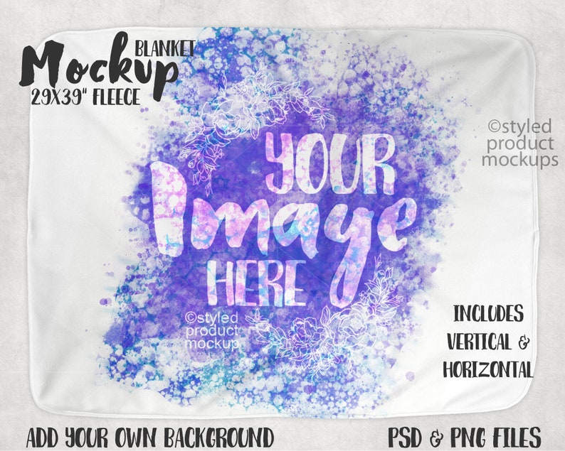 Dye sublimation fleece baby blanket mockup Add your own image and background image 1