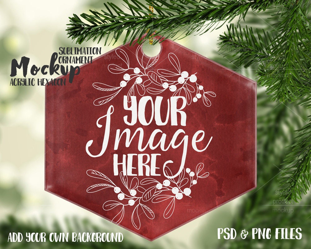 Download Hexagon Sublimation Acrylic Christmas Ornament Mockup Template Etsy