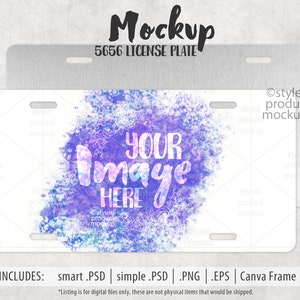 Dye sublimation license plate Mockup | Add your own image and background | Canva frame mockup