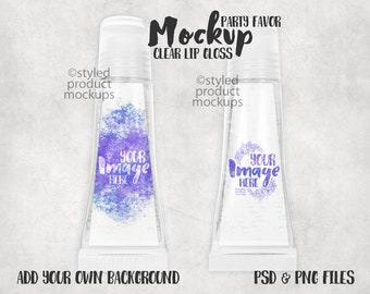 Clear lip gloss label party favor Mockup | Add your own image and background