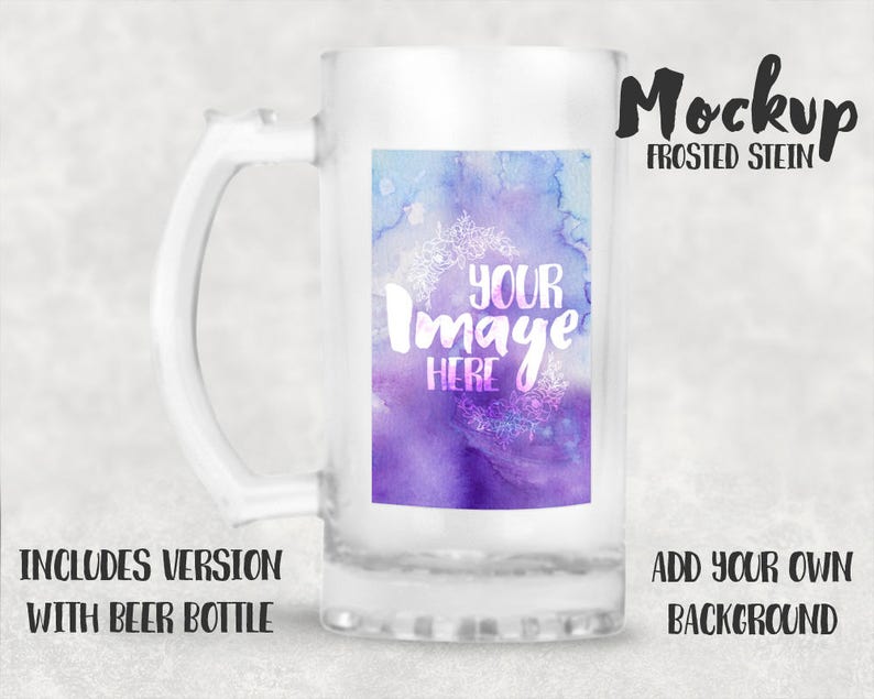 Frosted glass stein mockup template Dye Sublimation Beer Mug Etsy