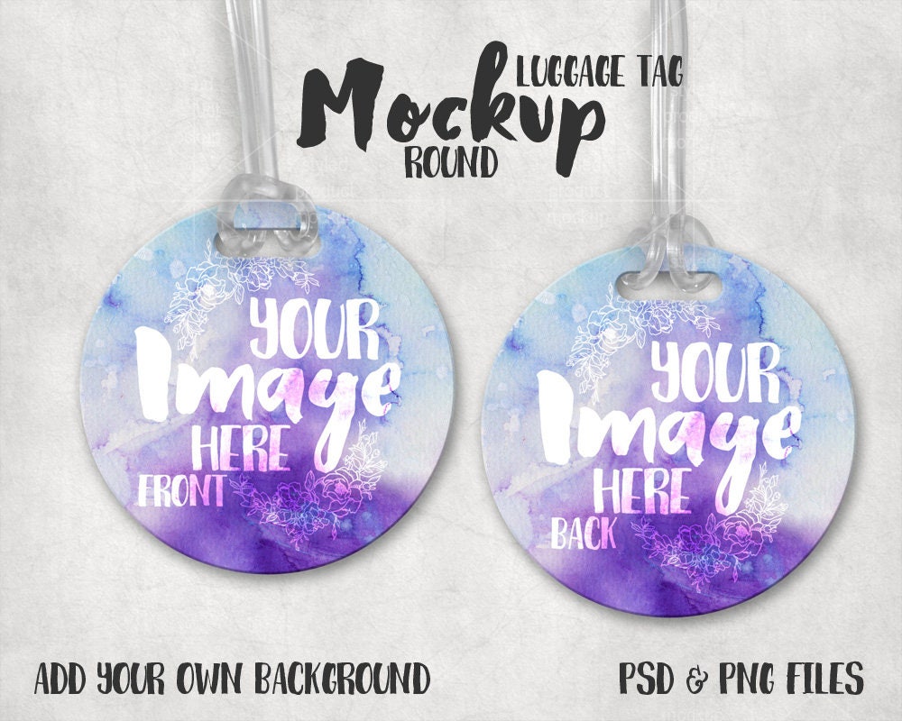Download Round Luggage Tag mockup template Add your own background ...