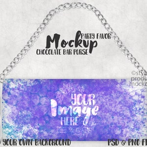 Chocolate bar purse party favor mockup | Add your own image and background