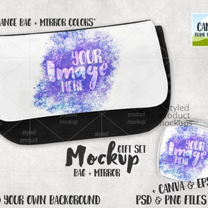 Kosmetiktasche & Spiegel Mockup: Dye Sublimations Geschenk Set (Digitaler Download)