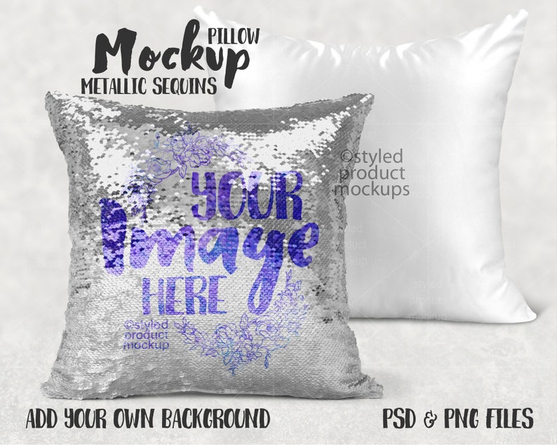 Dye sublimation sequin pillow metallic mockup Add your own Etsy