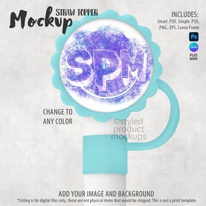 Flower Straw Topper Mockup: Dye Sublimation (Photoshop, Canva, PNG) Digital Download