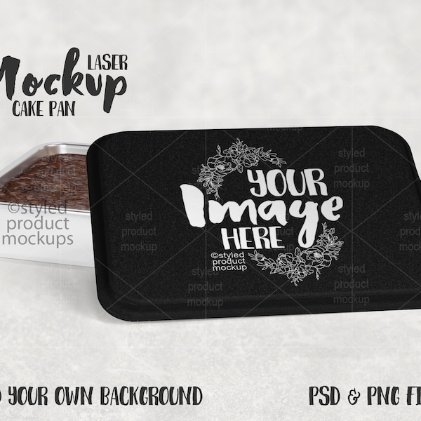 Laser etched  aluminum cake pan lid Mockup | Add your own image and background