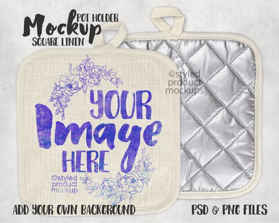 Dye Sublimation Linen Pot Holder Mockup Add Your Own Image Etsy