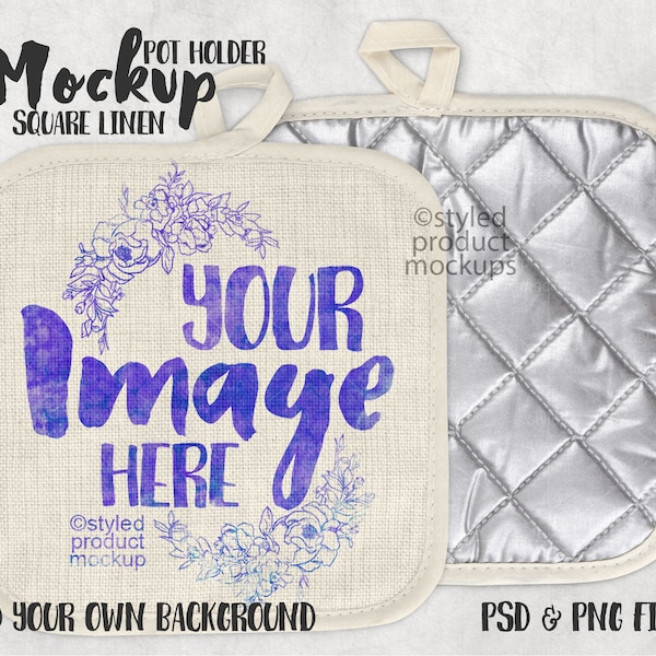 Dye sublimation linen pot holder mockup | Add your own image and background