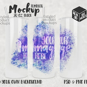Dye sublimation 30oz thick straight tumbler Mockup | Add your own image and background