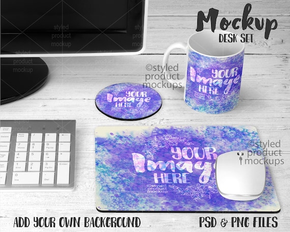 Dye Sublimation Office Desk Set Mockup Add Your Own Image Etsy