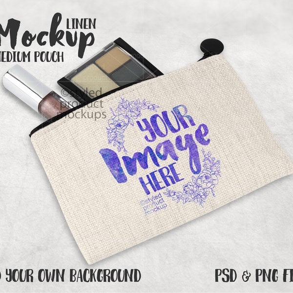 Dye sublimation linen coin pouch mockup template | Add your own image and background