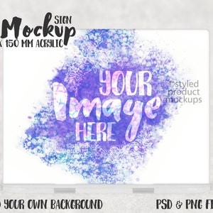 Dye sublimation acrylic rectangle free standing sign Mockup | Add your own image and background