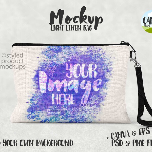 Dye sublimation light linen hand bag mockup | Add your own image and background