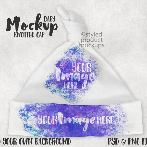Dye sublimation baby knotted hat Mockup | Add your own image and background