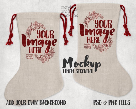 Download Dye Sublimation Linen Christmas Stocking Mockup Template Add Etsy