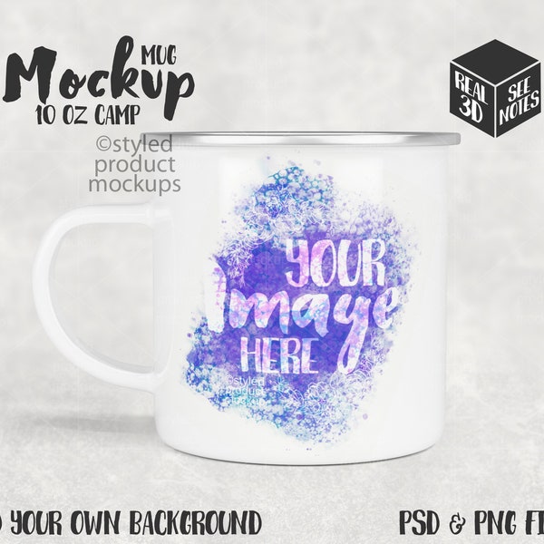 Dye sublimation 11oz camp muge Mockup | Add your own image and background