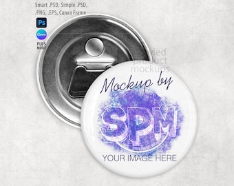 Button Bottle Opener Mockup (PSD, Canva, PNG)