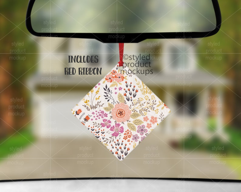 Dye Sublimation Diamond Shaped Car Air Freshener Mockup Add Etsy