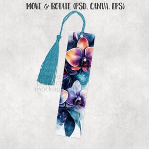 1x4 Bookmark Mockup with tassel | PSD Smart Object, PNG, EPS & Canva Frame image 9
