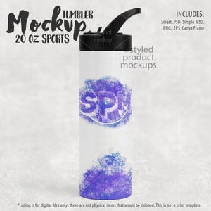 Dye Sublimation 20 Unzen dünne Sportflasche Mockup | Fügen Sie Ihr eigenes Bild und Hintergrund hinzu