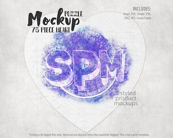Dye sublimation 75 piece heart shaped puzzle Mockup | Add your own image and background | Canva Frame Mockup