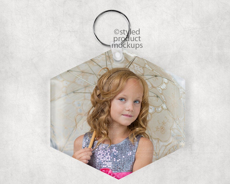 Download Dye Sublimation Hexagon shaped Acrylic keychain Mockup | Etsy