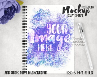 Spiral bound Wire-O notebook mockup | Add your own image and background